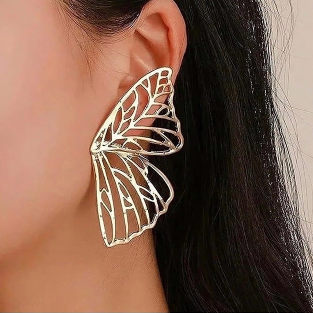 NEW Gold Big Butterfly Wing Earrings